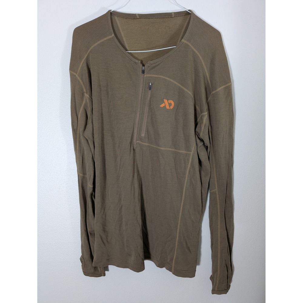 First Lite Men's 2XL? 1/4 Zip Merino Wool Base Layer Brown Sweater Outdoors
